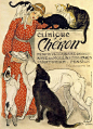 法国艺术家泰奥菲尔·斯坦伦（Théophile Steinlen，1859 -1923）的一张黑猫酒馆海报（图五）是新艺术运动时期的经典标志，事实上，斯坦伦是个不折不扣的猫奴，他画过很多以猫咪为主题的海报和插画，他在巴黎的家更是被称为“属于猫的角落”。 ​​​​