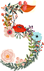 手绘花环花卉数字26字母海报卡片板式创意 AI矢量设计素材 (4)