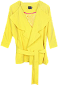 黄色宽松短款风衣外套 配腰带（多色）-最搭配