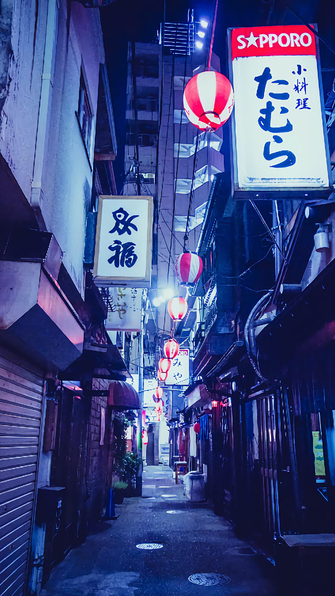 日本绚丽蓝色城市夜景图片高清手机壁纸