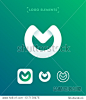 Abstract letter W  M  O origami style logo template