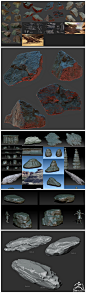 游戏美术素材/原画参考/石头石块地形山体矿石场景3D模型参考图片 7000张 山石 岩石 石头 宝石 钻石 水晶 场景摄影参考CG美术素材