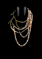 Michael Pelamidis for Aparté jewellery - Gold platted silver branch necklace with pink pearls