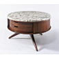 VLADIMIR KAGAN REVOLVING NIGHT TABLE, MODEL NO. 3403 rosewood with tambour doors and marble 19 1/4 in. (48.9 cm) high 32 in. (81.3 cm) diameter ca. 1950s manufactured by Kagan-Dreyfuss, New York