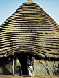 Africa |  Sights and Sounds.  Dinka children in front of a thatched hut  - ©Angela Fisher and Carol Beckwith: 