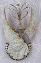 Art Nouveau Diamond, Opal and enamel bird brooch By Philippe Wolfers