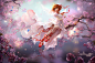 Anime 1500x1000 dress trees staff flowers Card Captor Sakura