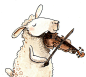 3 x 5 Matted Print of a Watercolor Illlustration. Fiddlin' Sheep.
