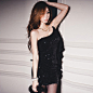 2012夏季新款 韩版时尚高贵珍珠肩带单斜肩荷叶边亮片连衣裙