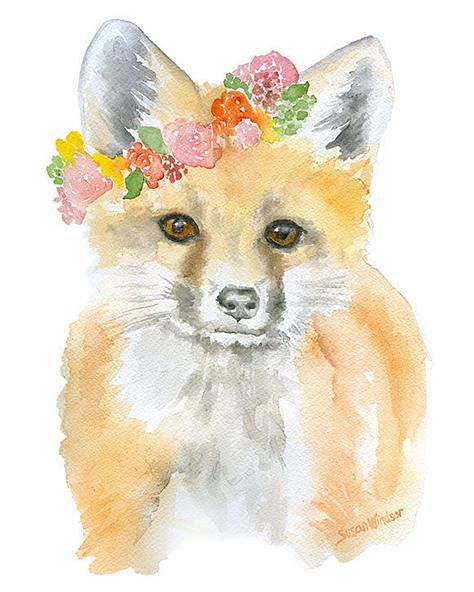 Fox with Flowers wat...