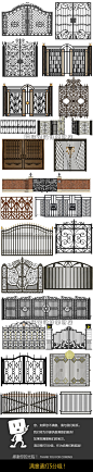 欧式小区庭院入口大门SU模型景墙铁艺栏杆围墙草图大师素材-淘宝网