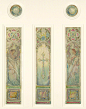 #设计秀# #素材推荐# 19世纪末Tiffany的彩窗设计手稿。 ​​​​