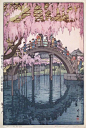 日本版画中的老建筑。作者：Yoshida Hiroshi（1876-1950年） 