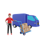 Delivery agent with Cargo van 3D Illustration