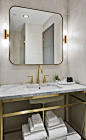 Console vanity | Satin Brass | Unlaquered Brass | Uncoated Polished Brass | Modern bath: