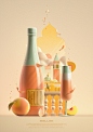 3D Illustrated poster about Bellini Cocktail and Venice.