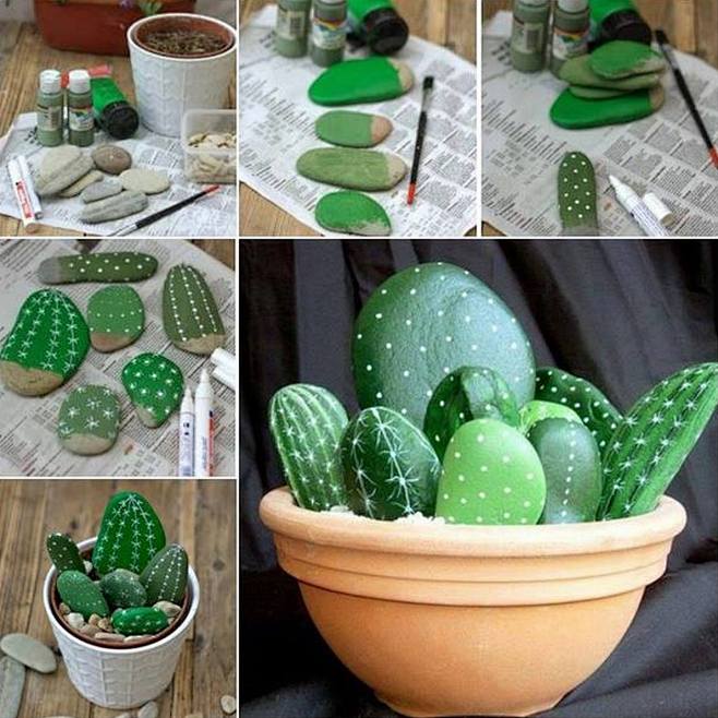 painted rock cactus