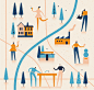 Muti - WestJet Magazine : Muti produced a series of illustrations for the latest issue of WestJet Magazine, mapping out the 'Top 3 Places to Go in 2018'. Through maintaining a consistent style and colour palette, they feel cohesive, while showcasing the u