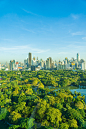 Beautiful landscape of cityscape with city building around lumpini park in bangkok Thailand