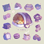 19. Purple it's been pretty cold lately, stay warm out there! #hedgehog #illustration #sleep #hotcocoa #macaron #warmandcozy #huehogs