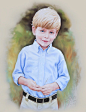 Portrait  pastel painting of a boy (half figure)