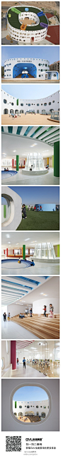 这座圆形城堡似的LOOP国际幼儿园位于天津，有45000平方尺。建筑以白色墙壁为主，墙面上开设了大小不同的类似飞机窗口一样的窗户，不同功能的窗户被刷上了不同的颜色，让人能容易地分辨出房间的使用功能。整个的建筑空间是一个环形，设计团队希望孩子们在这里体会到真正的自由与欢乐。