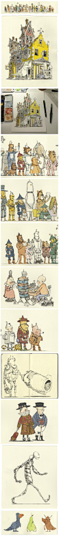 意匠id荷兰插画师Mattias Adolfsson 绘制的水彩画风格的作品 。