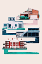 Illustrations for Rogue Magazine: Houses from Films : Illustrations of iconic houses/sets from films for Rogue Magazine's November issue