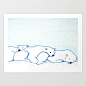 Sleepy Polar Bears Art Print by Robin Design - $15.00