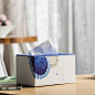 新中式样板房纸巾盒 创意蓝色向日葵方形皮革别墅餐厨家居用品-善木良品