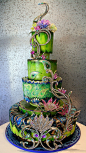 a-mazing peacock wedding cake by rosebud cakes 令人惊异的孔雀的婚礼蛋糕的玫瑰花蕾的蛋糕
