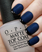 Matte Navy Reverse Tuxedo~OPI Russian Navy, Black Onyx, Matte TC Nail Polish Set//:  #美甲#