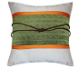新中式样板房/软装靠包抱枕面料拼接粗麻仿丝绑绳方枕 4色 橙 绿