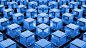 General 1920x1080 blue digital art cube pattern