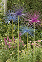 All-weather painted steel alliums can really fool the eye. Set of 2 in your choice of Periwinkle Blue, Petal Pink or Purple.: 