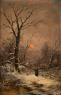 WINTERLANDSCHAFT MIT REISIGSAMMLERIN by HUGO KAUFFMANN