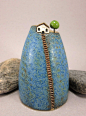 Blue Hill...Bud Vase / Pen Holder in Stoneware : Blue Hill Bud Vase / Pen Holder in Stoneware by elukka on Etsy, 4.5" tall - how stinkin cute is this!!!!