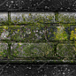 苔藓老绿墙石材拼花图案灰色纹理背景岩砖霉菌