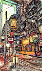 马克笔手绘城市街景之《香港印象》 ​​​​