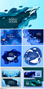 7款剪纸风格海洋生物海底世界EPS格式202244 - 设计素材 - 比图素材网