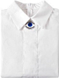白色原宿风蓝色刺绣眼球后拉链衬衫-最搭配