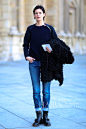 【图】新生代麻豆唱主角，颜美腿长穿衣也有品！2014秋冬巴黎时装周模特街拍美照，让我们一起来回味细赏！