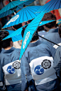 Japanese ladies in kimono with traditional umbrellas: 