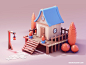 Blender 2.90中的低聚小屋|  3d游戏资产搅拌器lowpolyart木程式化的卡通可爱的低聚房子低聚树3d游戏建筑房屋小屋视频3d建模3d游戏模型3d模型3d游戏艺术家低聚3d游戏艺术低聚lowpoly