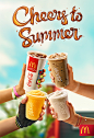 McDonalds - Cheers To Summer : Overview: McDonald’s commissioned us to create a series of composite images for their new summer drinks deal. Each cup, hand, liquid, and background were shot separately. This gave us the freedom to create different combinat