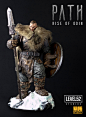 Odin Exiled - Painted Prototype, Sheridan Doose : The production paint for the Odin sculpt done for Level52 Studios. Some of the sculpted elements ended up being done as mixed media. <br/>1/4 scale, 26 inches tall.<br/>Helmeted head and beard 