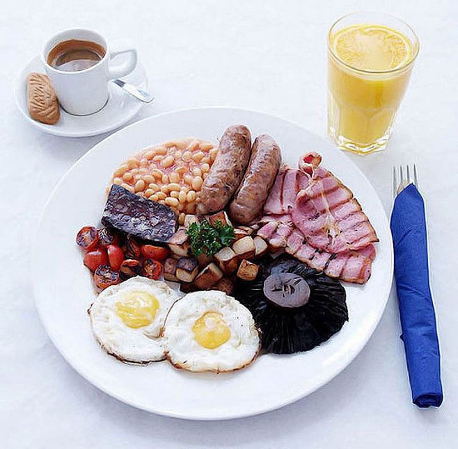 完整的英国早餐，走遍世界各地，对于早餐，...