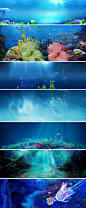卡通夏日蓝色海底世界海洋珊瑚海报banner背景