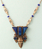 Vintage 1930s Art Deco signed Czech filigree & lapis. Perfect with a tank top or jean shirt this summer.