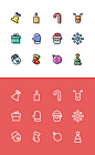 线性icon mbe风格图标 新年 圣诞节 鹿 蜡烛 礼物源文件下载